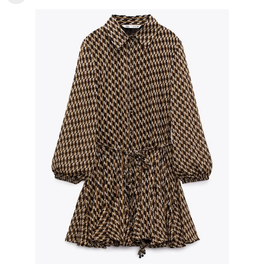 Zara gold printed mini dress - Picture 7 of 8
